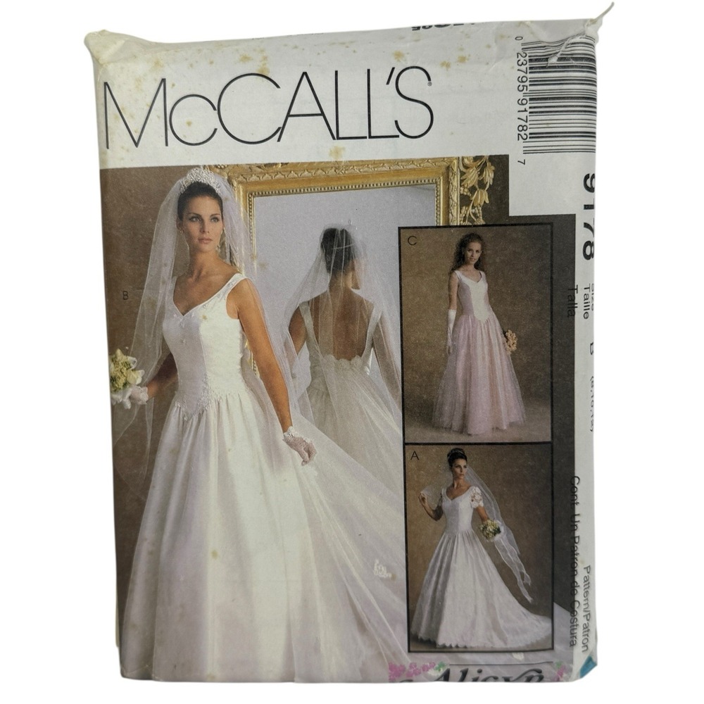 McCall's #9178 3 STYLE BRIDAL - BRIDESMAID GOWN Sewing Pattern size 8 10 12